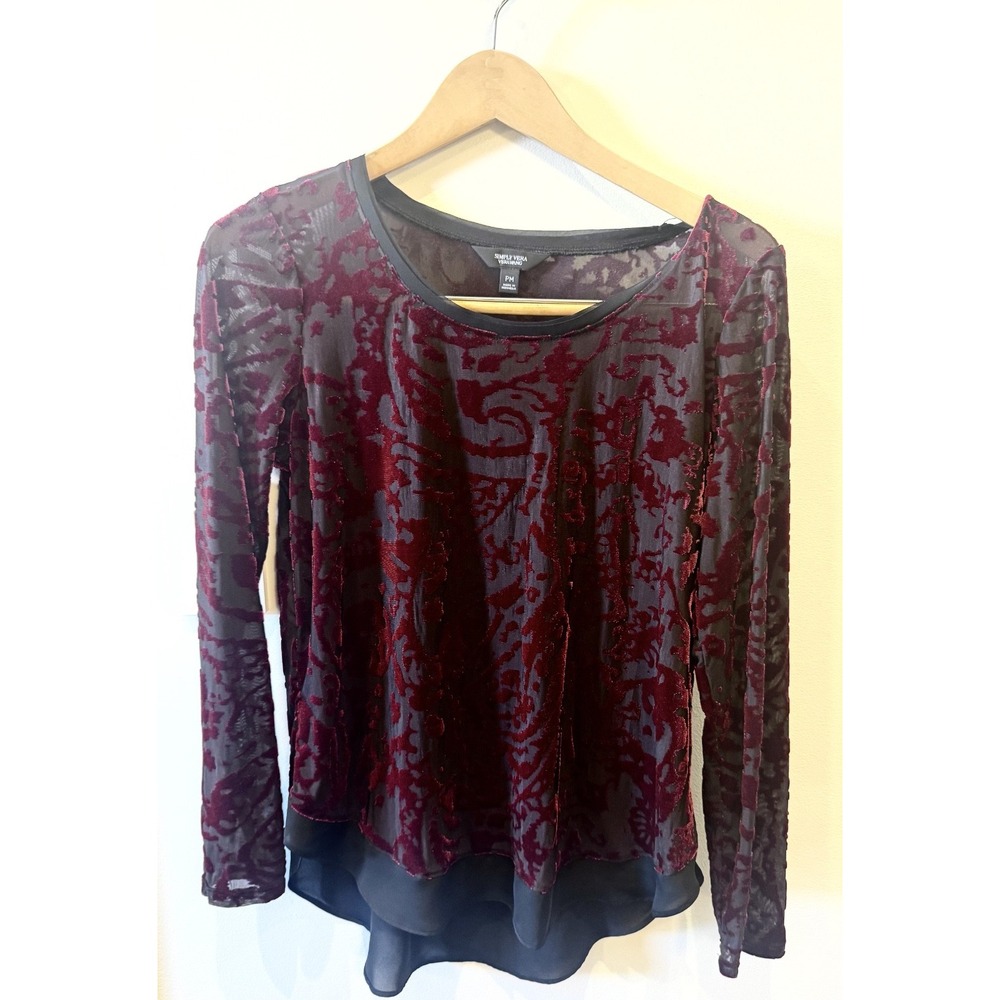 Simply Vera Wang Velvet Burnout M Top Sheer Whimsigoth Fairy Grunge